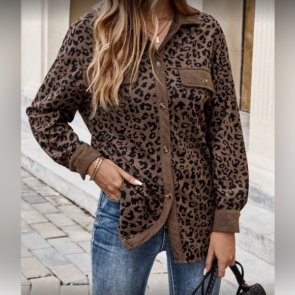 Leopard Print Brown Jacket - Picture 2 of 6